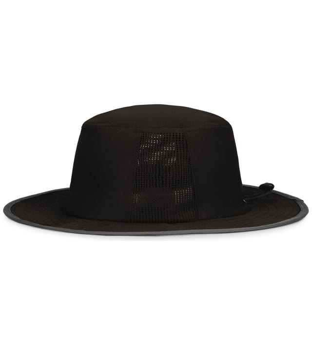 A Perforated Legend Boonie hat by Augusta Sportswear on a white background made of moisture wicking fabric.