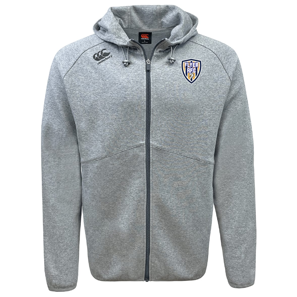 The Franklin County High School Rugby Tempo Vapodri Full-Zip Hoodie by EMB Canterbury features a hood, two front pockets, embroidered chest logos, and VapoDri moisture-wicking to keep you comfortable all day.