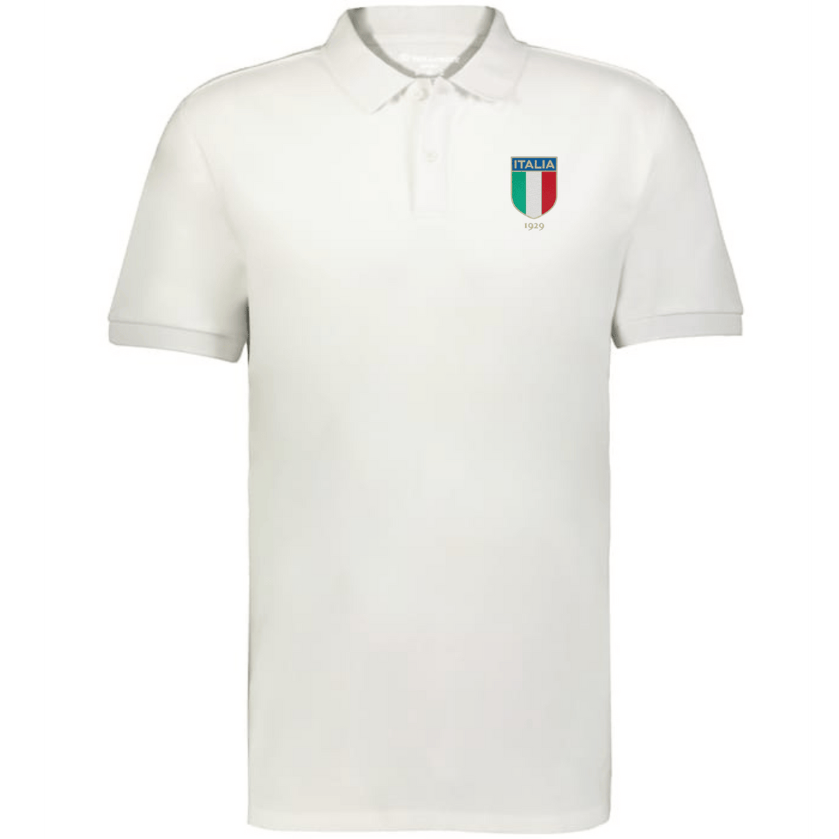 The EMB Augusta Nations of Rugby Italy Vintage Polo is a white cotton pique shirt with an "Italia 1939" crest in Italian flag colors on the upper left chest, inspired by classic rugby styles.