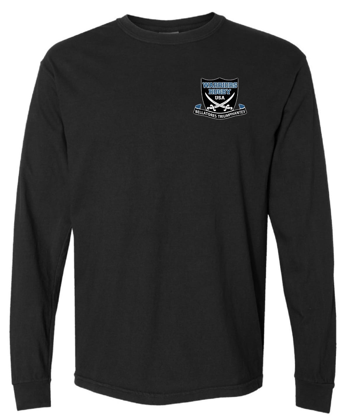 The Fort Hunt Long Sleeve Comfort Tee by WRS S&S Activewear features a small Worland High School Blades and Tumbling logo on the upper left chest and is made from 100% ring-spun cotton for lasting softness and durability.