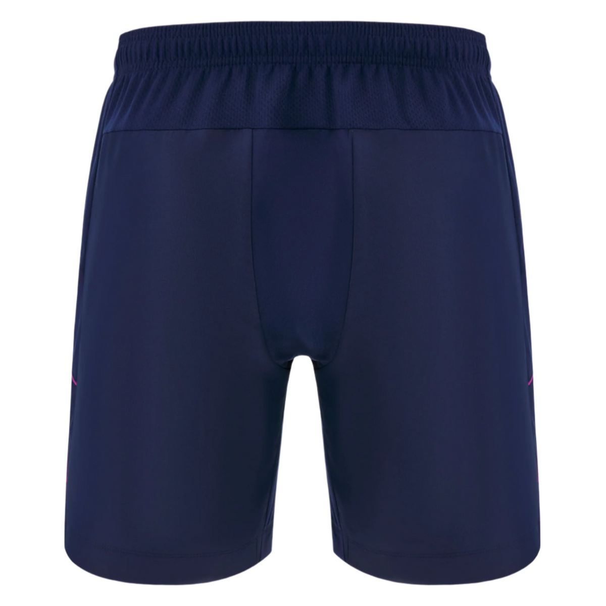 The Scotland 25/26 Player Training Short by Macron is shown from the back in navy blue against a white background.