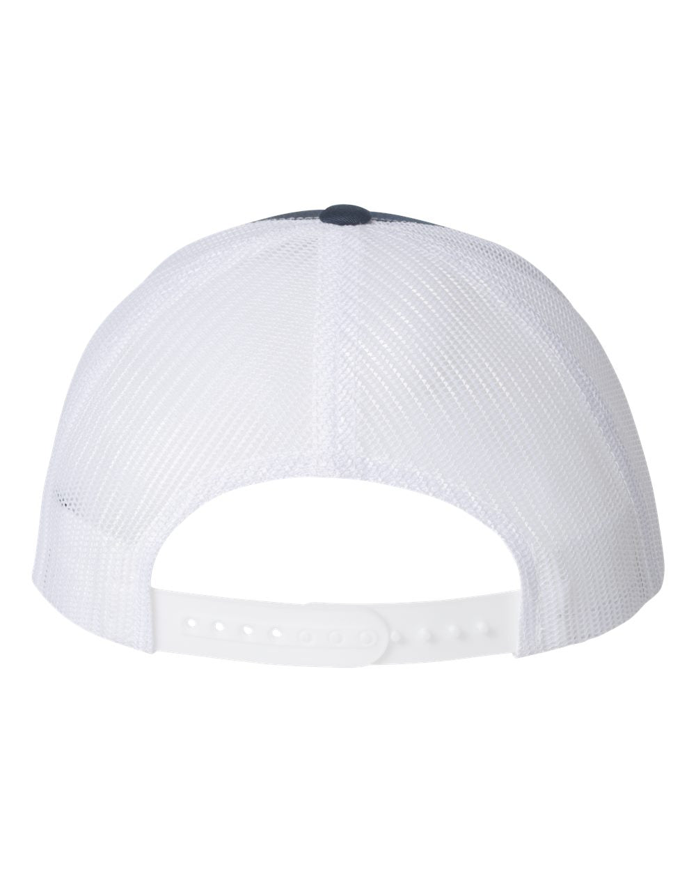 Back view of the Nations of Rugby Canada Rugby Retro Trucker Cap by EMB S&S Activewear, featuring white mesh and an adjustable plastic snapback closure.