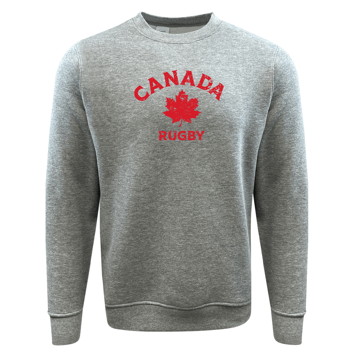 Grey Nations of Rugby Canada Rugby fleece crewneck sweatshirt with "Canada Rugby" and a maple leaf emblem on the front by WRS Augusta.