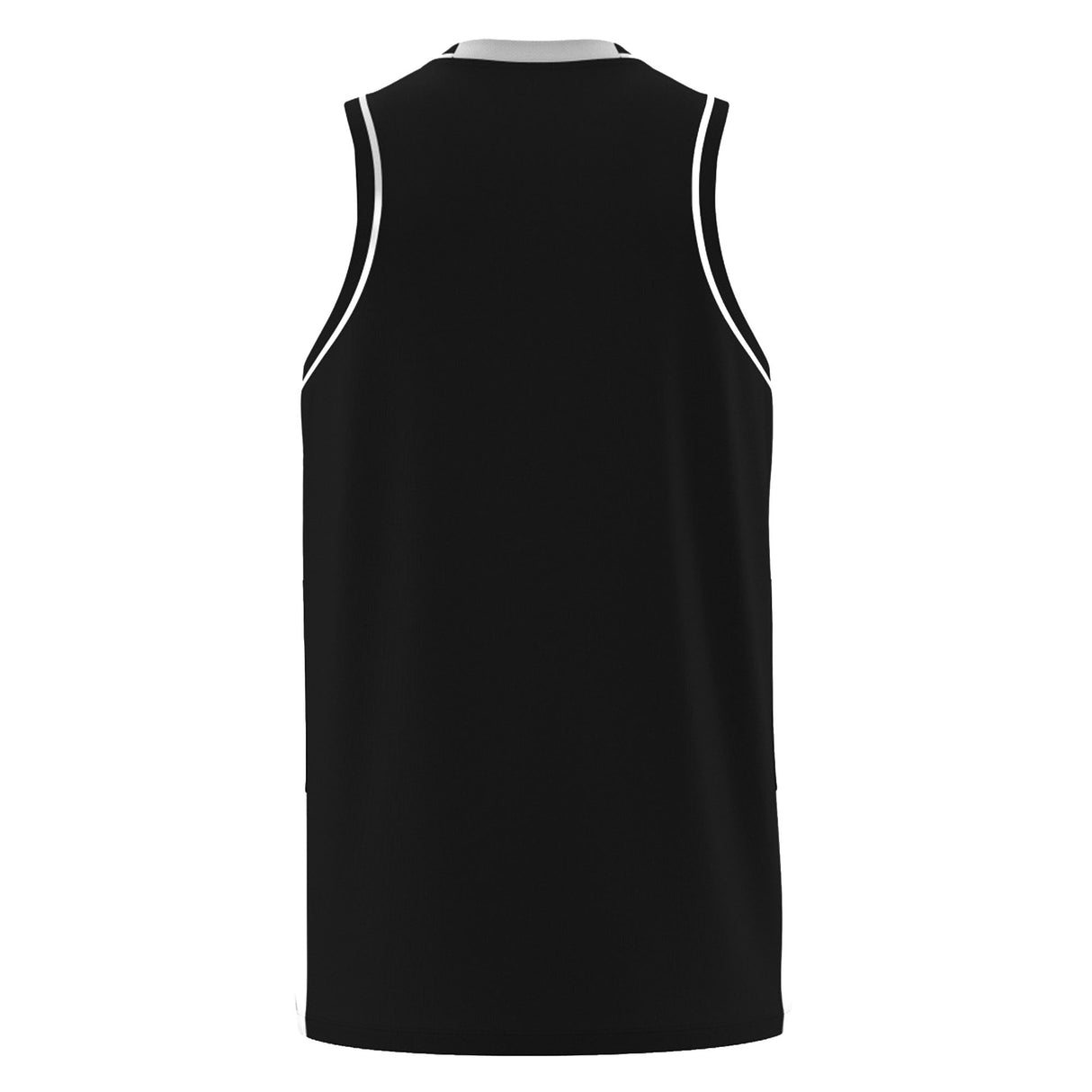 A sleeveless black Wales WRU 26/27 Travel Basketball Singlet by Macron, featuring white trim around the armholes and neckline, is displayed from the back against a white background. Inspired by Macron’s latest 2026/27 sportswear collection, this singlet combines high-performance features with modern style for every training session.
