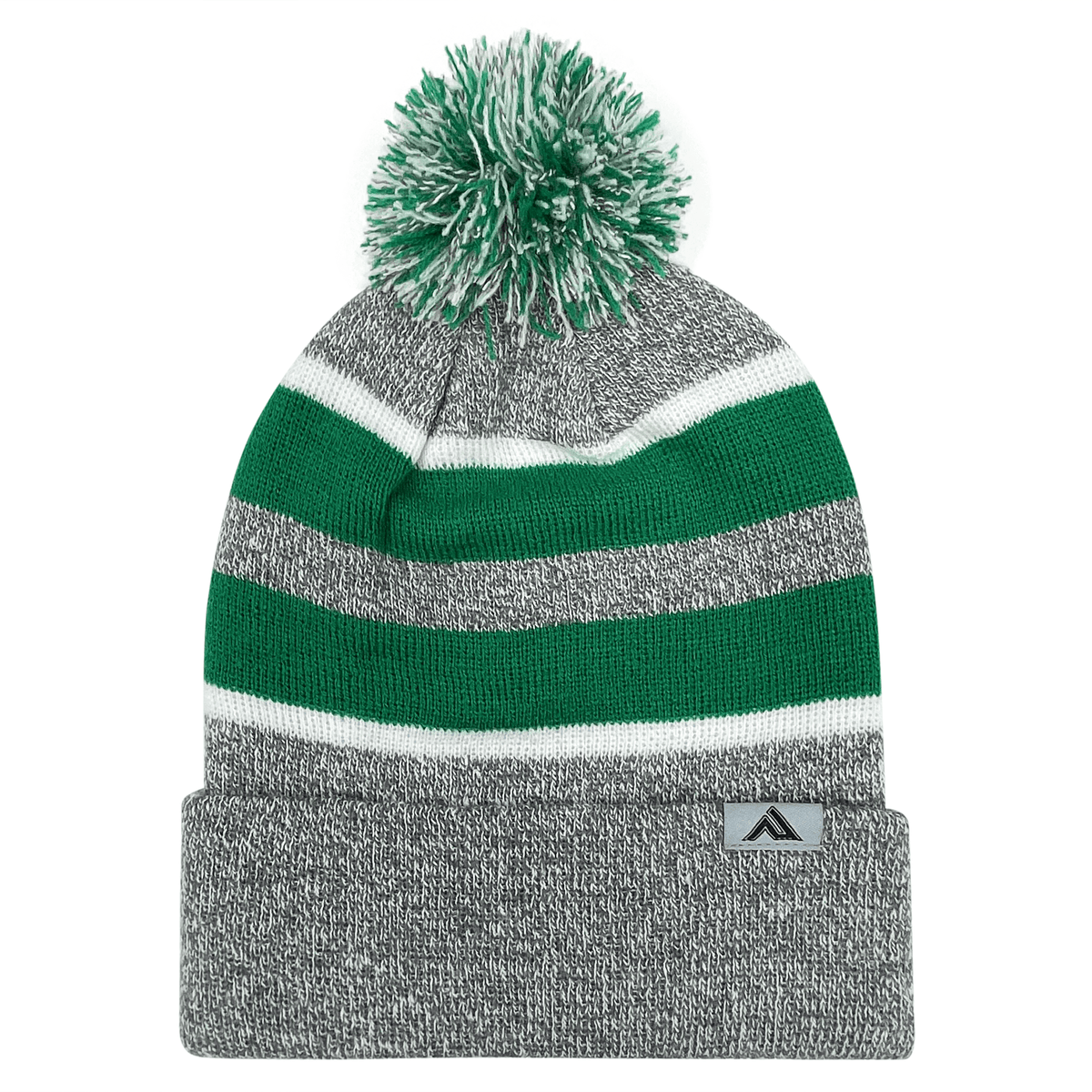 A stylish Augusta Sportswear Hooped Knit Fold Over Pom-Pom Beanie.