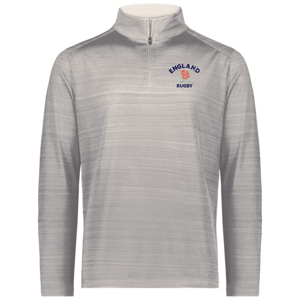 Support England Rugby in style with the EMB Augusta Nations of Rugby England Pursuit 1/4 Zip Pullover, featuring "England Rugby" and a red rose emblem on the left chest.