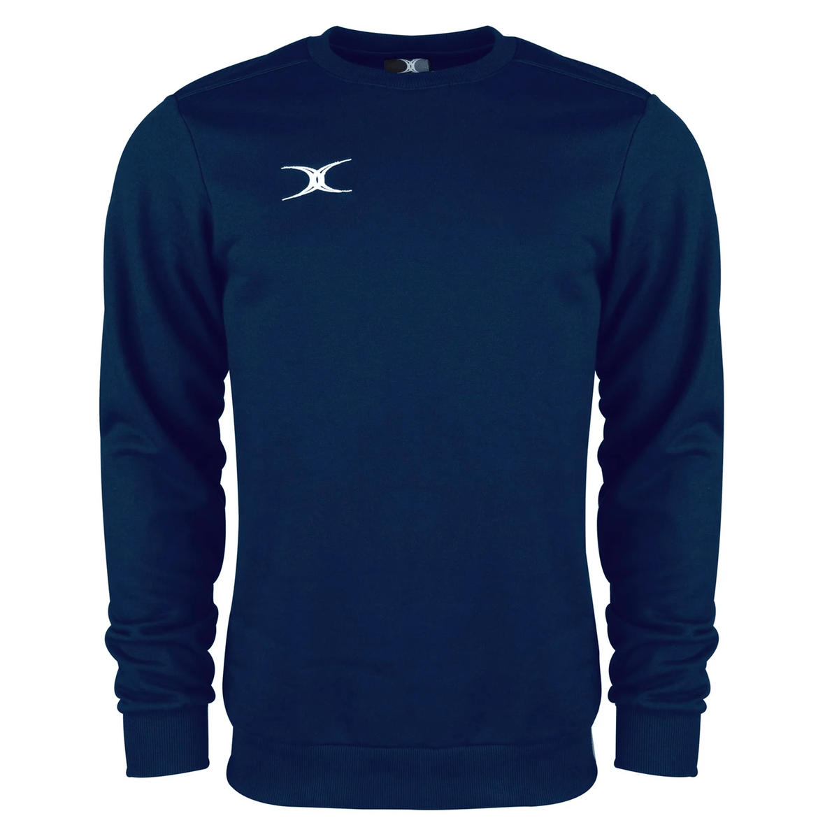 The Photon Sweatshirt by Gilbert is a navy blue fleece-lined sweatshirt with long sleeves and a small white Gilbert logo on the left chest.