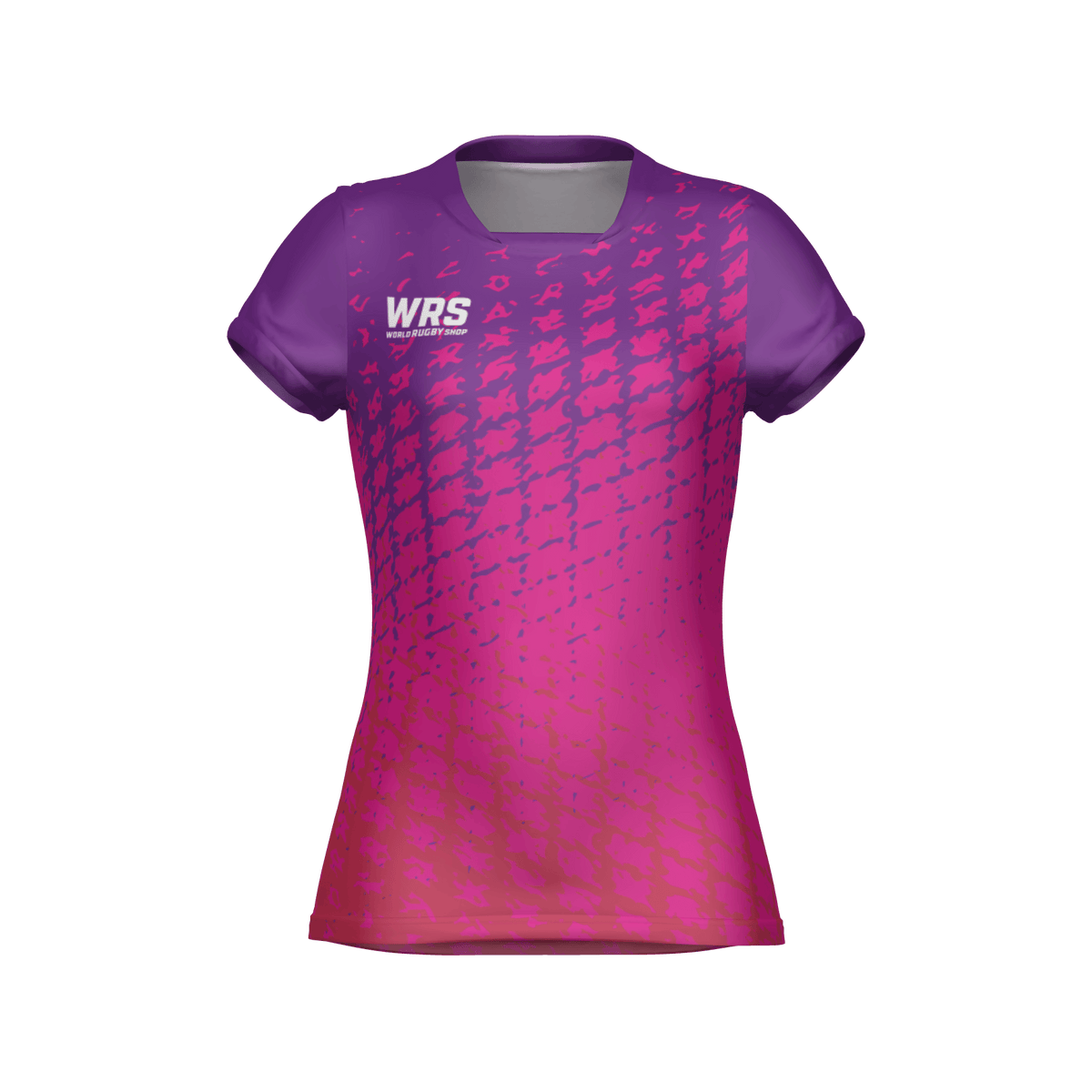 Purple and pink sports jersey with WRS logo on a white background