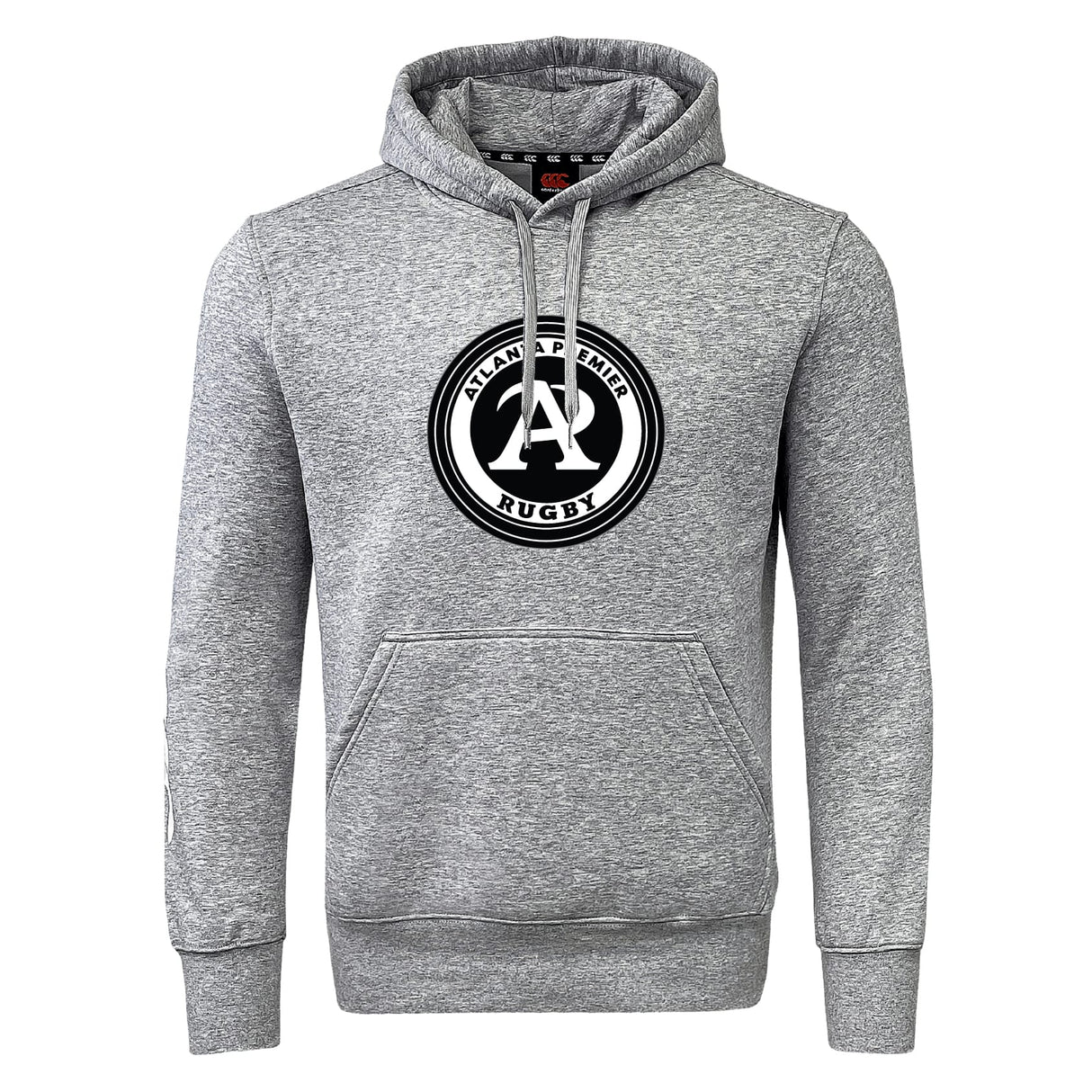 The Atlanta Premier Rugby Club Club Hoodie by WRS Canterbury features a circular chest logo, front pocket, and hood—ideal as a custom rugby hoodie or to represent your club in style.