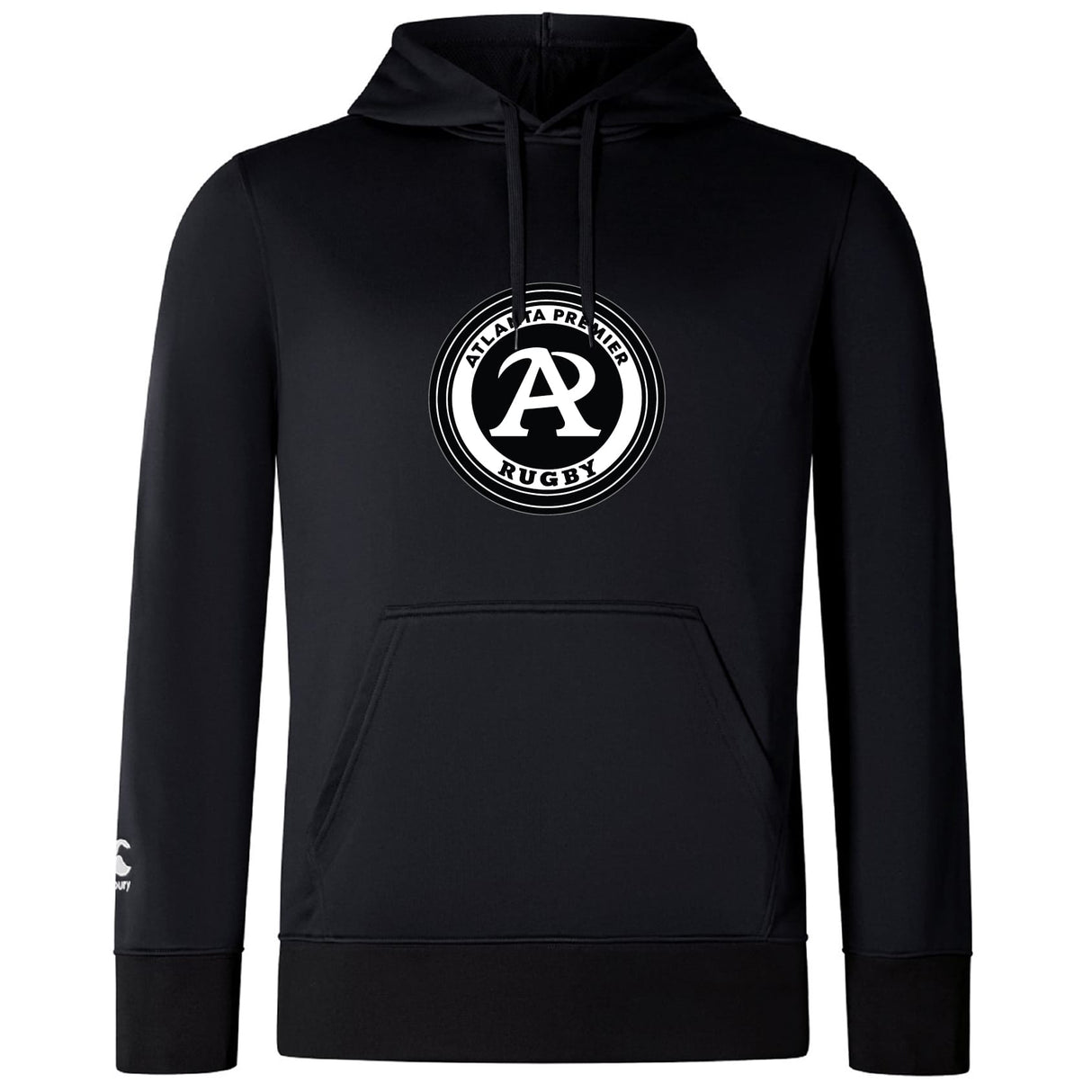 The Atlanta Premier Rugby Club Club Lightweight Hoodie by WRS Canterbury features a white circular logo on the chest, a small embroidered CCC logo on the left sleeve, and classic Canterbury lightweight comfort.