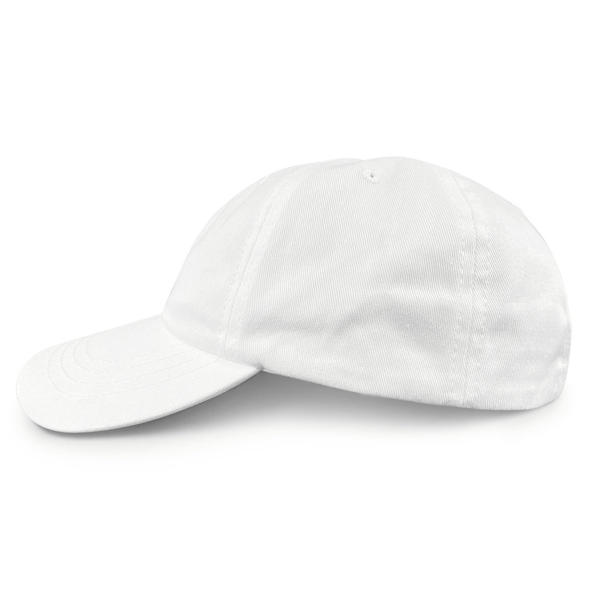 The S&S Activewear Adult Low-Profile Cotton Twill Dad Cap is displayed from the side on a white background.