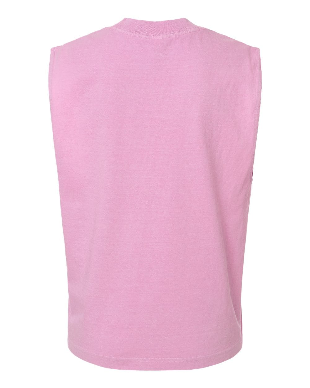 The Watch More Rugby Everyday Muscle Tee by WRS S&S Activewear is shown from the back in light pink, sleeveless vintage style against a white background.