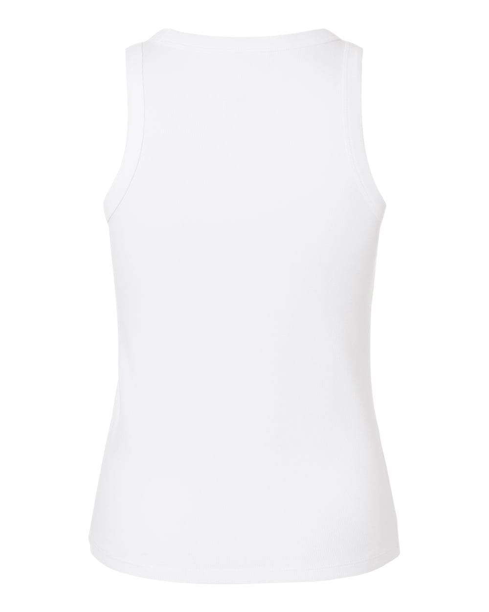 Back view of EMB S&S Activewear Women's USA Rugby Heritage Baby Rib Tank in plain white, shown against a white background.