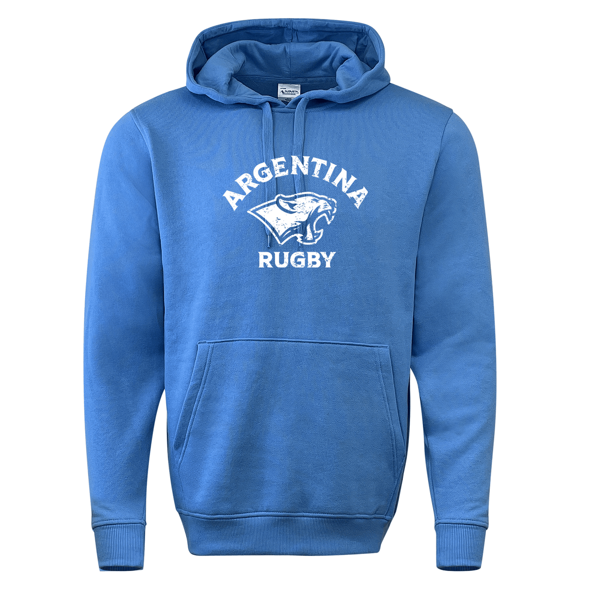 A WRS Augusta Nations of Rugby Argentina Rugby 60/40 Pullover Hoodie with blue sweatshirt and white text.