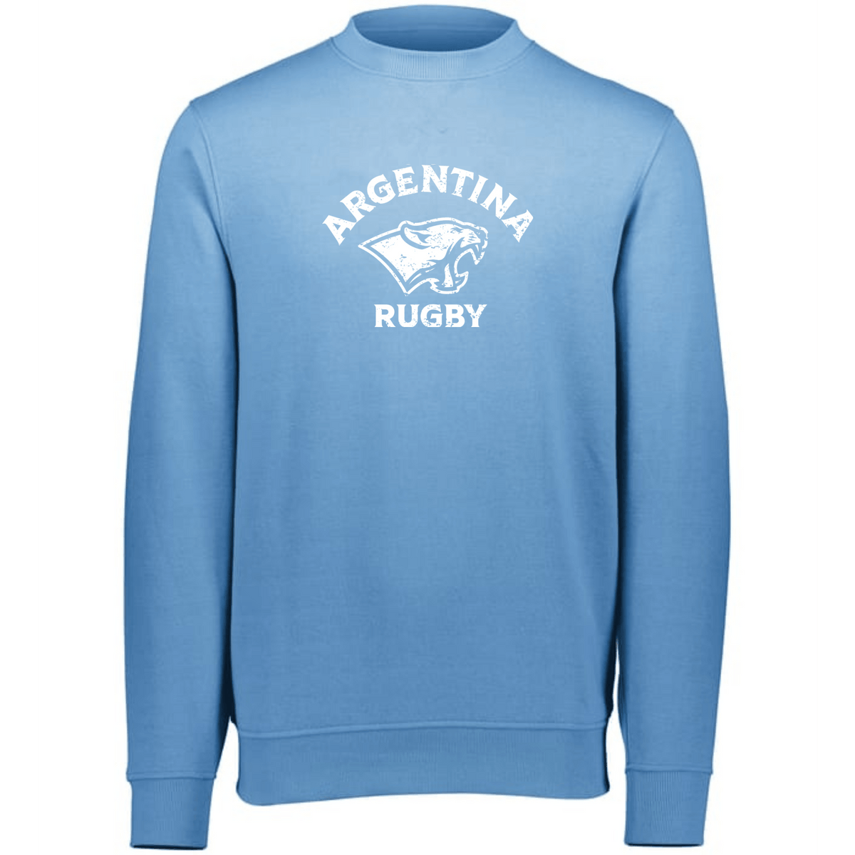 Argentina rugby enthusiasts will adore this Nations of Rugby Argentina Rugby light blue fleece crewneck sweatshirt, featuring the iconic emblem of Argentina Rugby, from WRS Augusta.