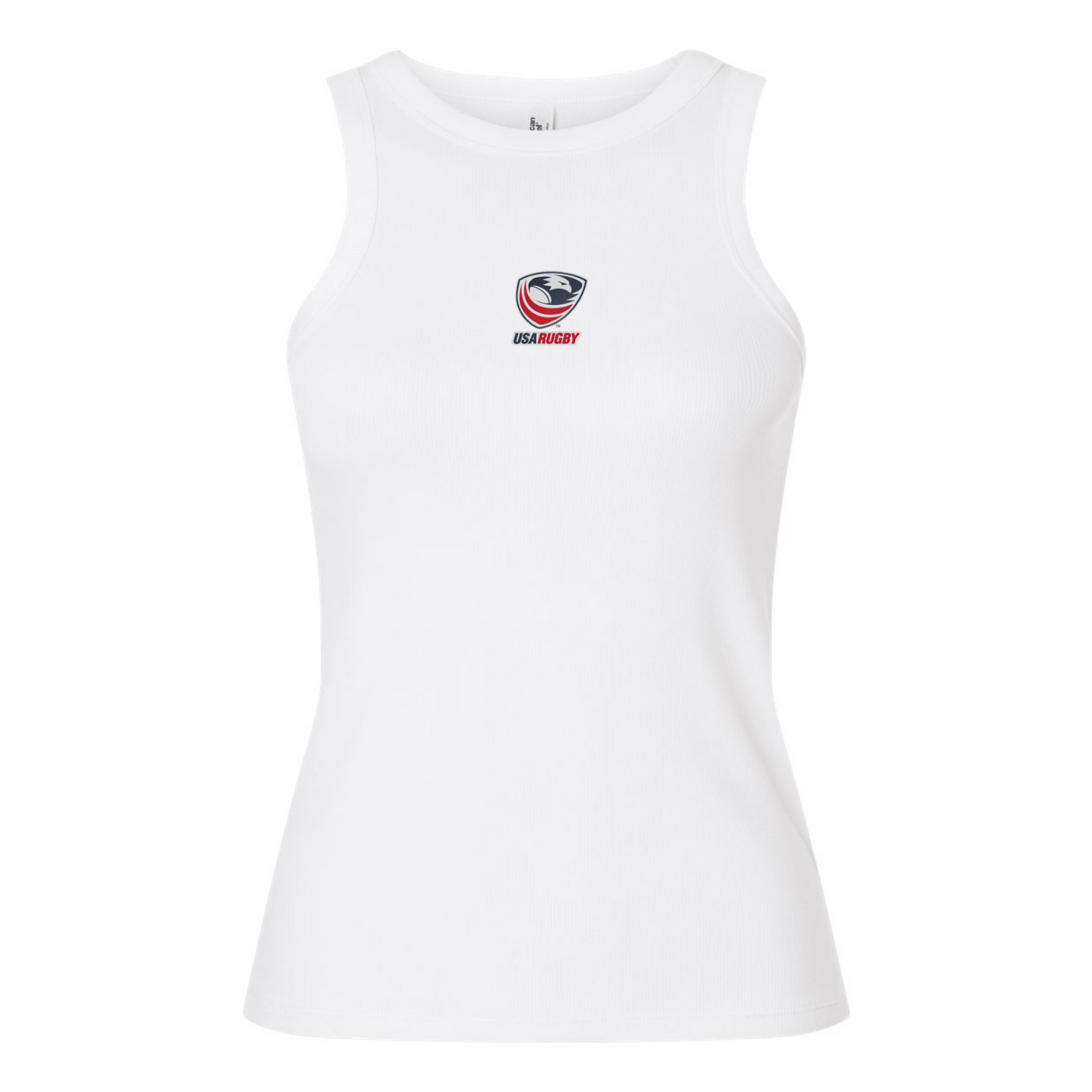 Women's USA Rugby Baby Rib Tank by EMB S&S Activewear, featuring the USA Rugby logo and text centered on the chest.