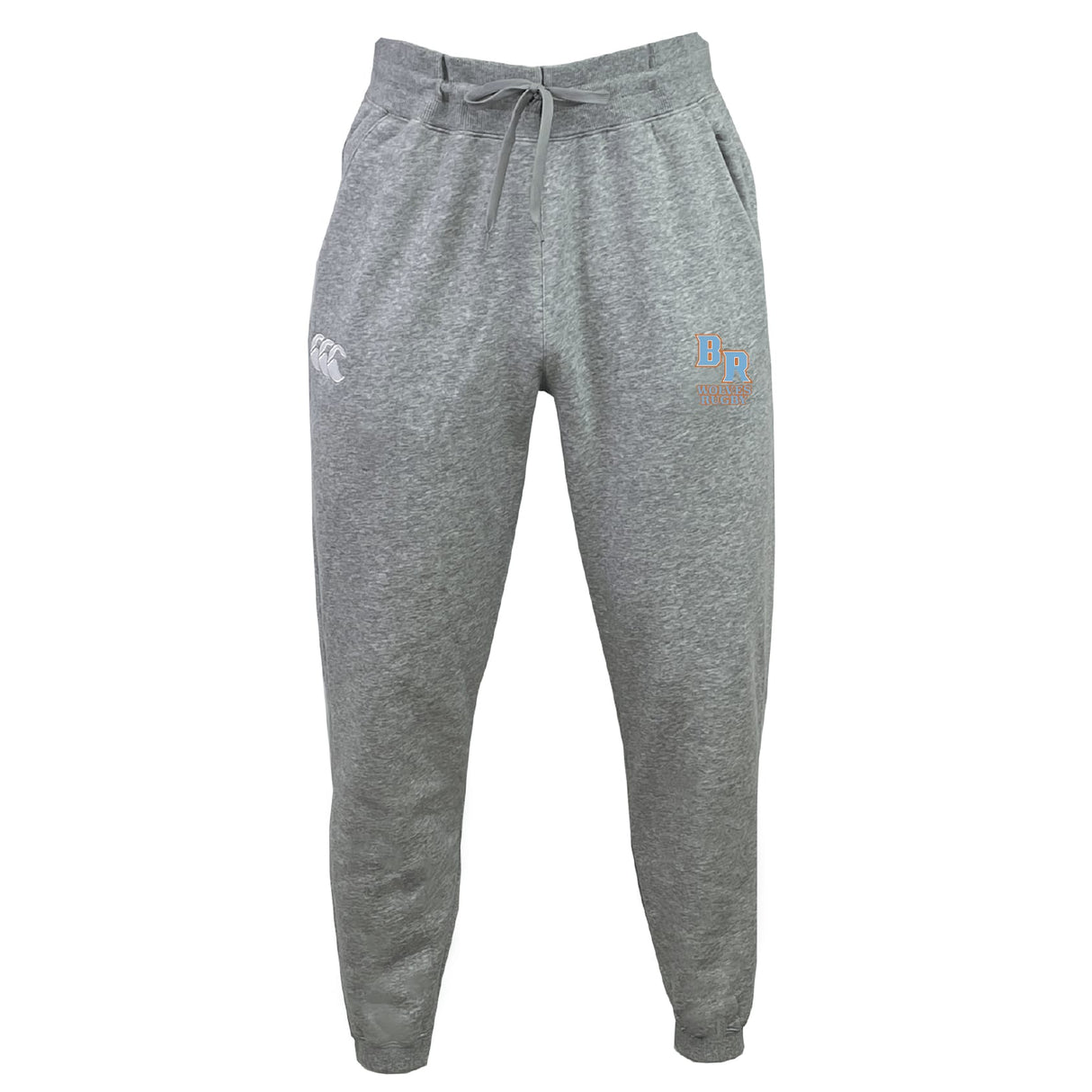 The Ballantyne Ridge Wolves Leisure Sweatpant by EMB Canterbury features cozy sweatpants fabric, an elastic waistband, drawstring, and two embroidered front logos.
