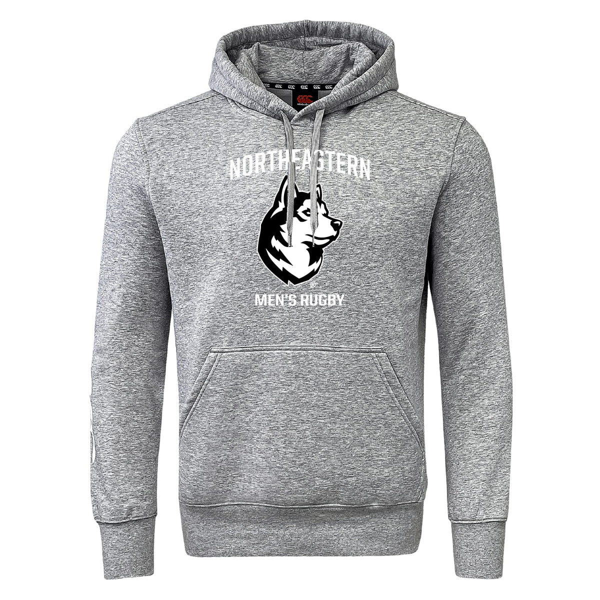 The Northeastern University Men's Rugby Club Hoodie by WRS Canterbury features “Northeastern Men’s Rugby” and a husky logo on the front—a must-have for any rugby fan’s hoodie collection.
