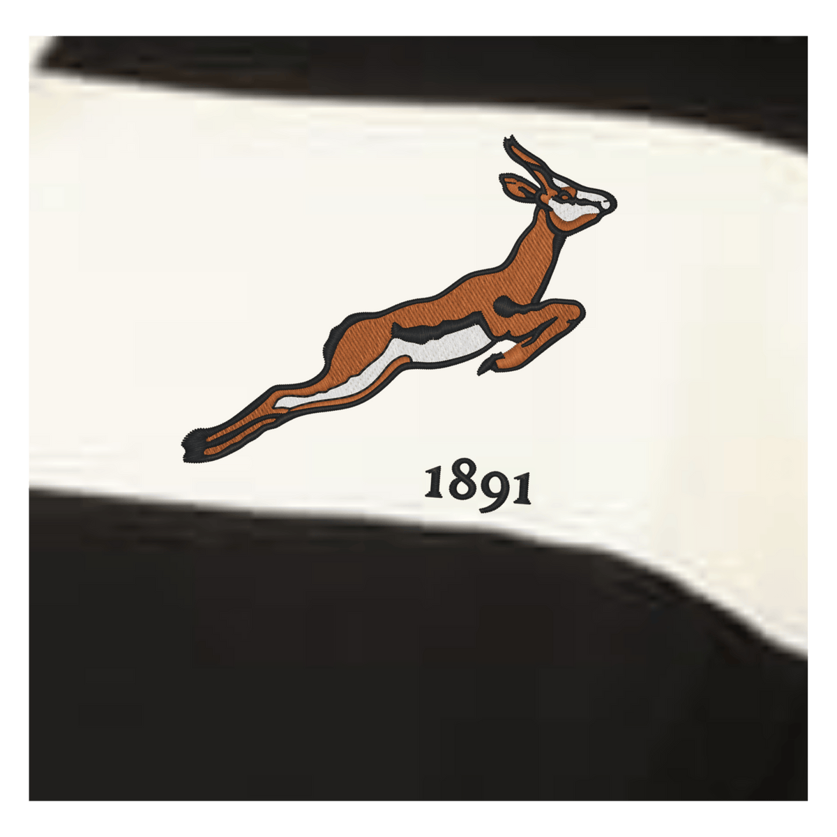 The EMB Augusta Women's Vintage South Africa Prep Street Rugby Crop features a leaping antelope logo above "1891" on black and white stripes, inspired by classic South African rugby style.