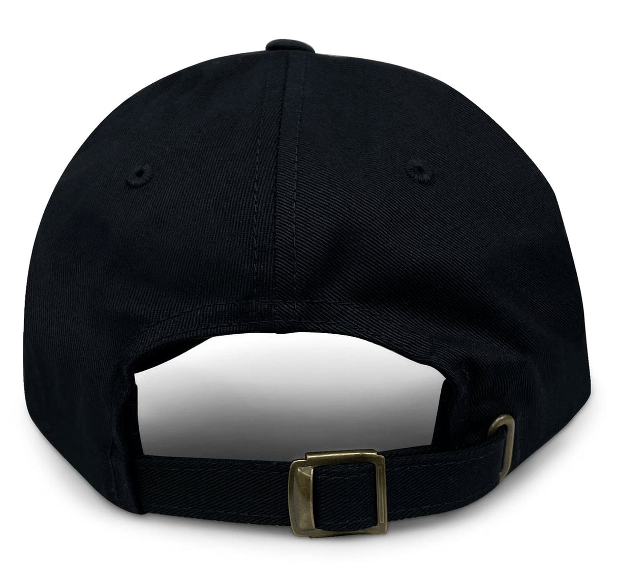 The Seattle Vikings Rugby Dad Cap by EMB S&S Activewear is a black baseball hat with a metal buckle strap for easy size adjustment, ideal for fans seeking a custom fit.