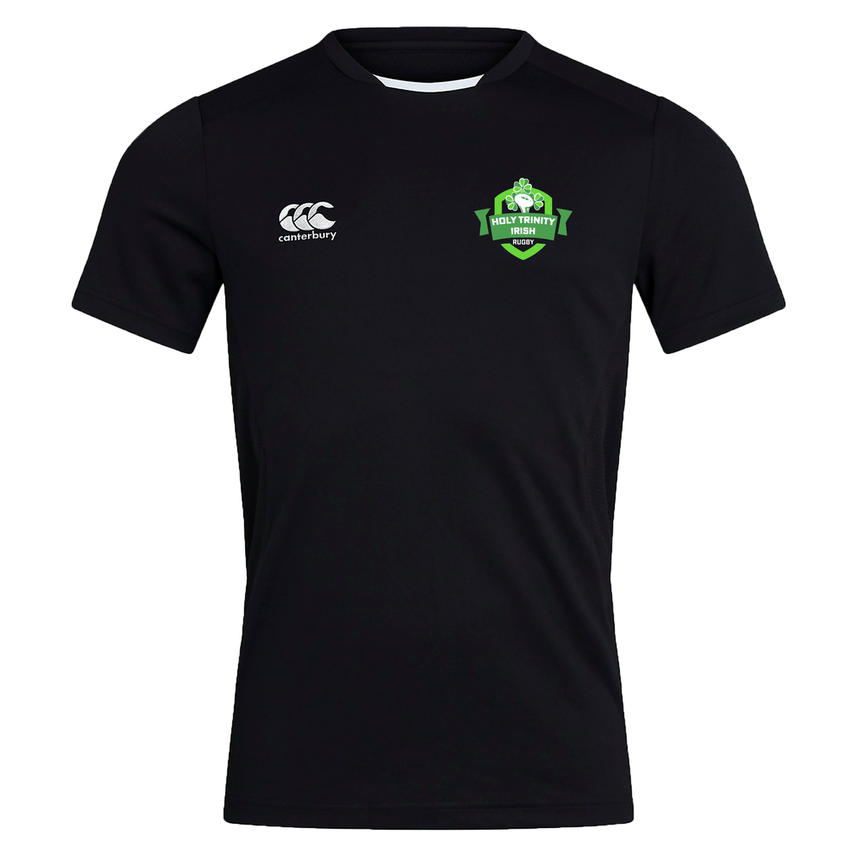 A Holy Trinity Rugby Canterbury Club Dry tee with a green logo.