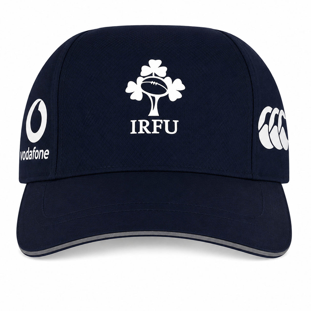 Show off your Ireland pride with the Ireland 26 Tempo+ Mesh Cap by Canterbury—a stylish navy blue cap showcasing the iconic IRFU logo on the front, the Vodafone logo on the left side, and Canterbury branding on the right—making it an essential accessory for any devoted Ireland Rugby fan.