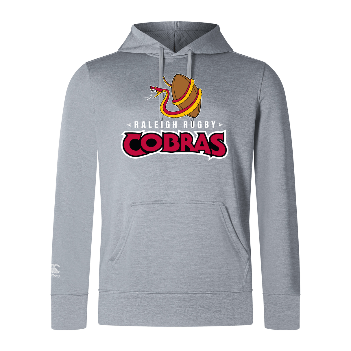 A Raleigh Cobras Rugby Club Lightweight Hoodie by Canterbury by WRS Canterbury with the word "Cobras" on it.
