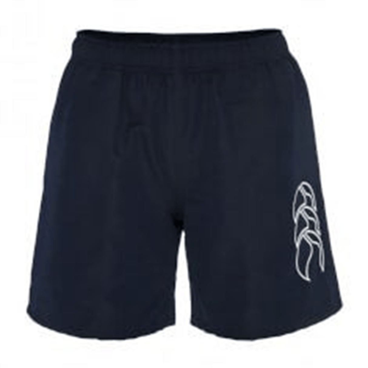 The Canterbury Women's Tactic Short features an elastic waistband and a white abstract design on the left leg—ideal for training or as rugby shorts.