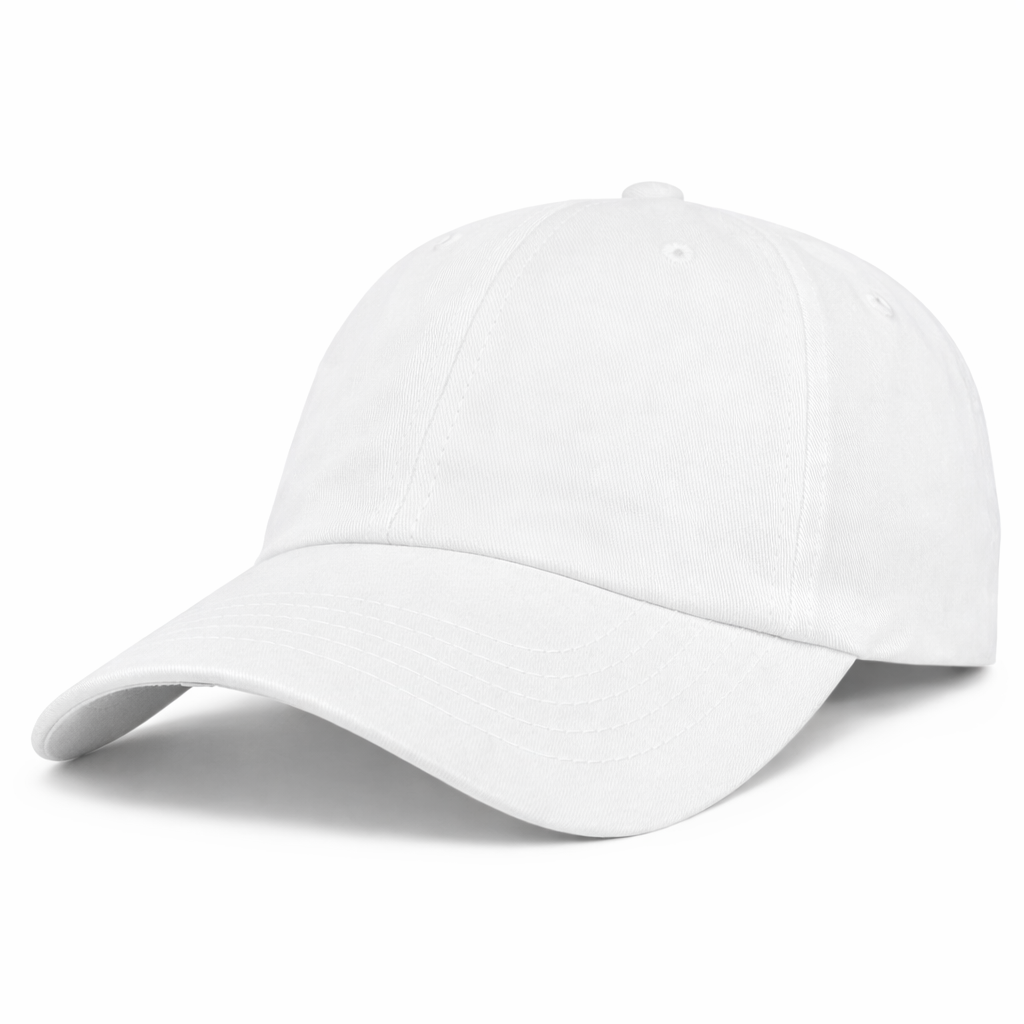 The S&S Activewear Adult Low-Profile Cotton Twill Dad Cap, featuring a classic curved brim, is displayed on a crisp white background.