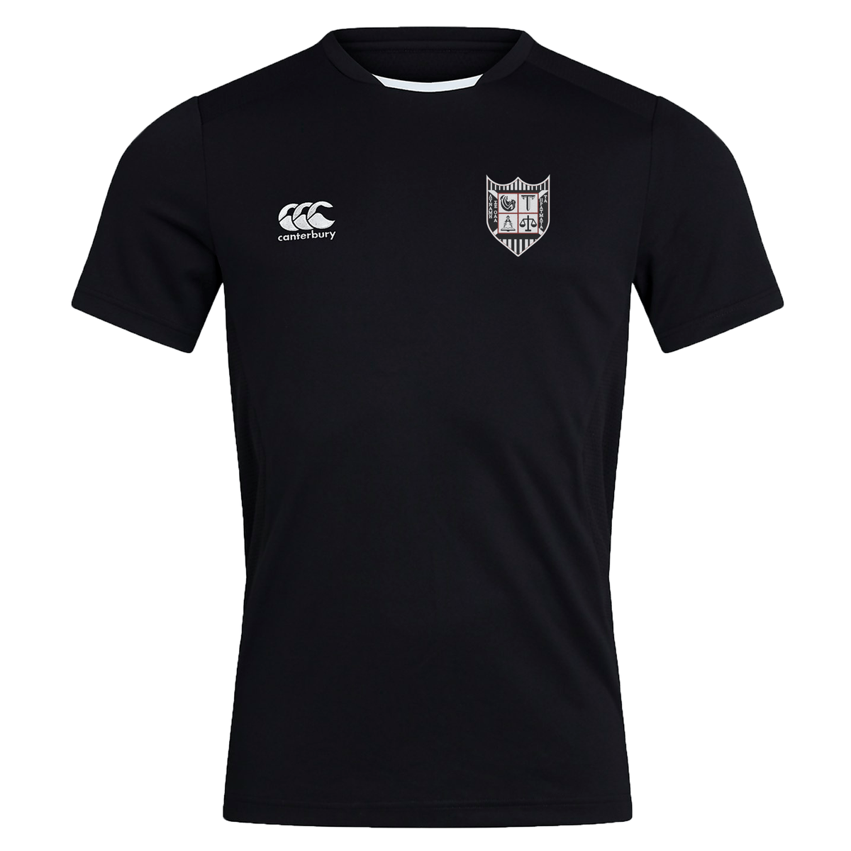 Troy University Rugby Club Dry Tee by EMB Canterbury with Vapodri technology, featuring a crest logo on the left chest and the Canterbury logo on the right chest.