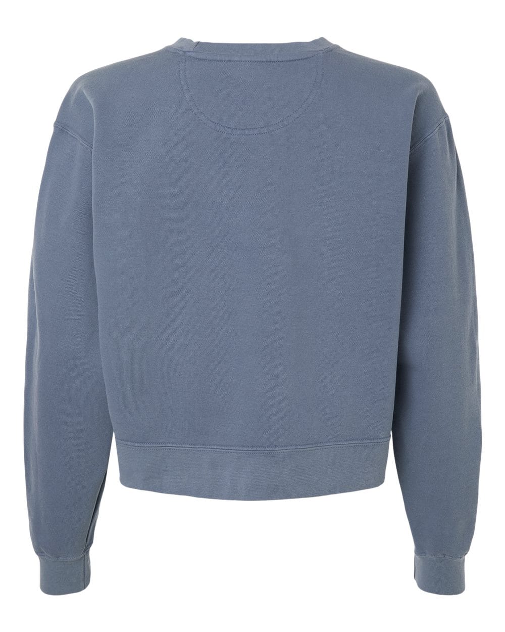 The EMB S&S Activewear Women's USA Rugby Mid-Length Crewneck Sweatshirt is shown from the back, featuring long sleeves, a relaxed fit, and heavyweight fleece for comfort.