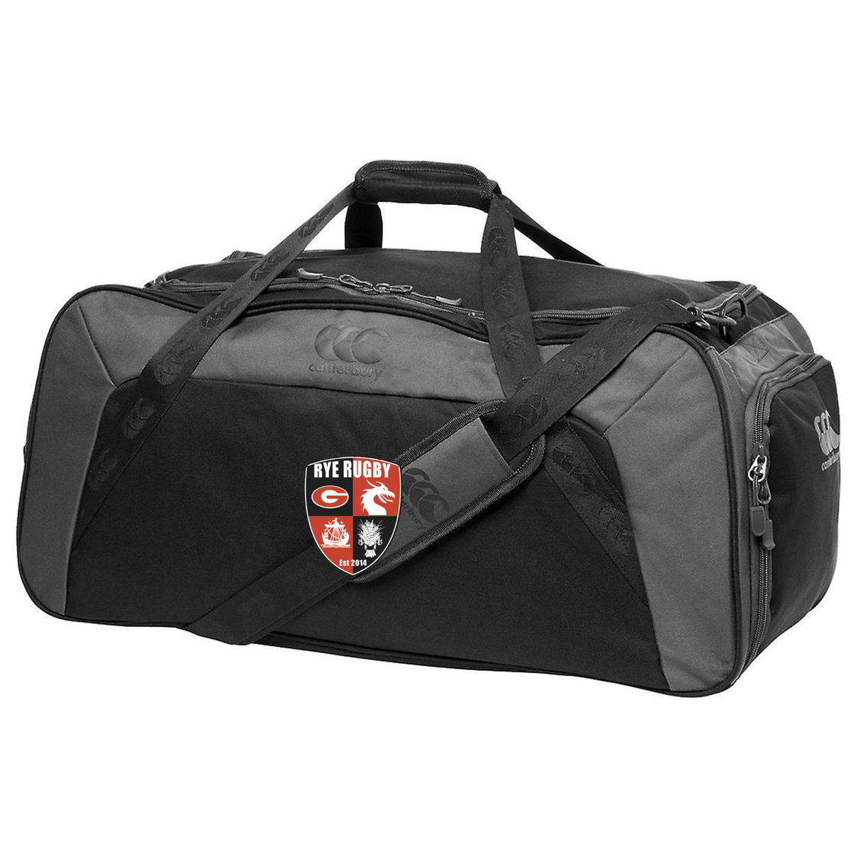Rye High School Rugby Holdall Duffle Bag by EMB Canterbury with logo and shoulder strap, water repellent.