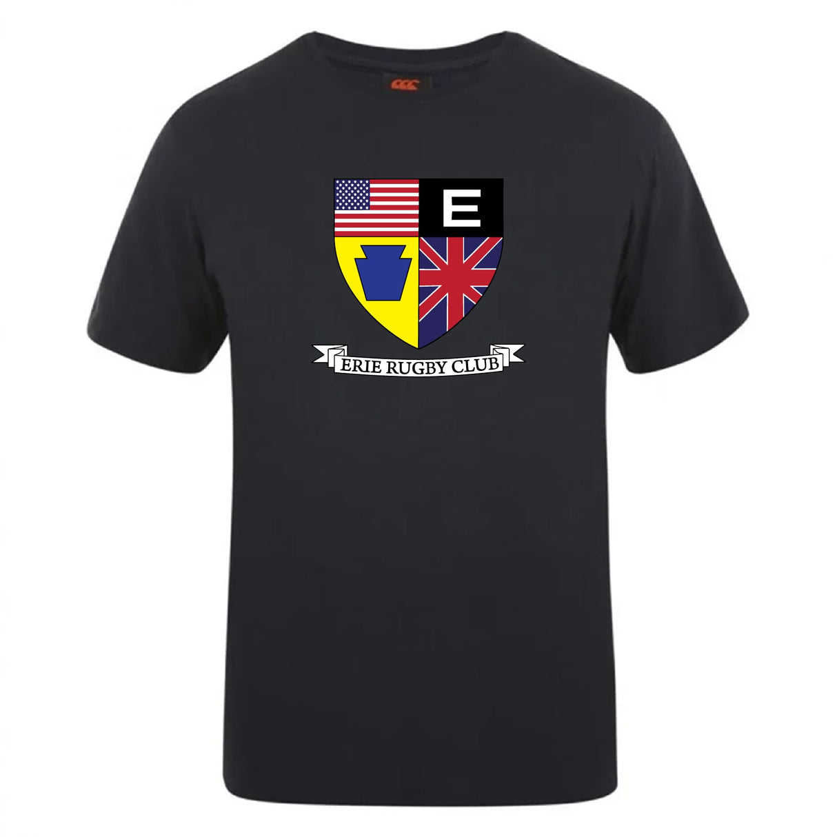 The Erie Rugby Club Club Plain Tee by WRS Canterbury is a comfortable cotton blend shirt, perfect for fans wanting a stylish and customizable option to show their support.