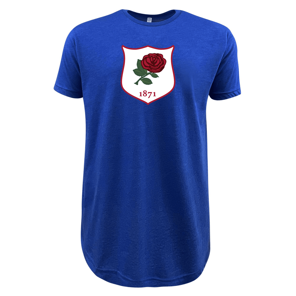 Nations of Rugby Vintage England Supersoft Tee by WRS LAT with a central graphic featuring a vintage England logo, including a red rose inside a white shield and the year "1871" printed below.