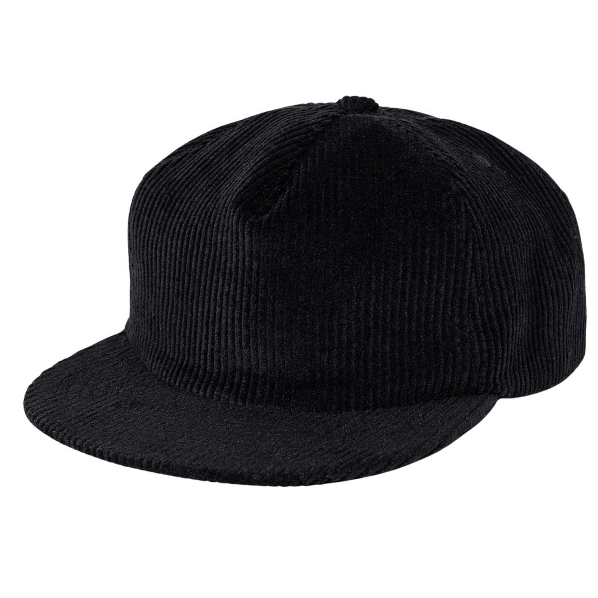 The Weld Corduroy Field Trip Hat, featuring a black corduroy design with a curved brim and adjustable strap, is shown on a plain white background.