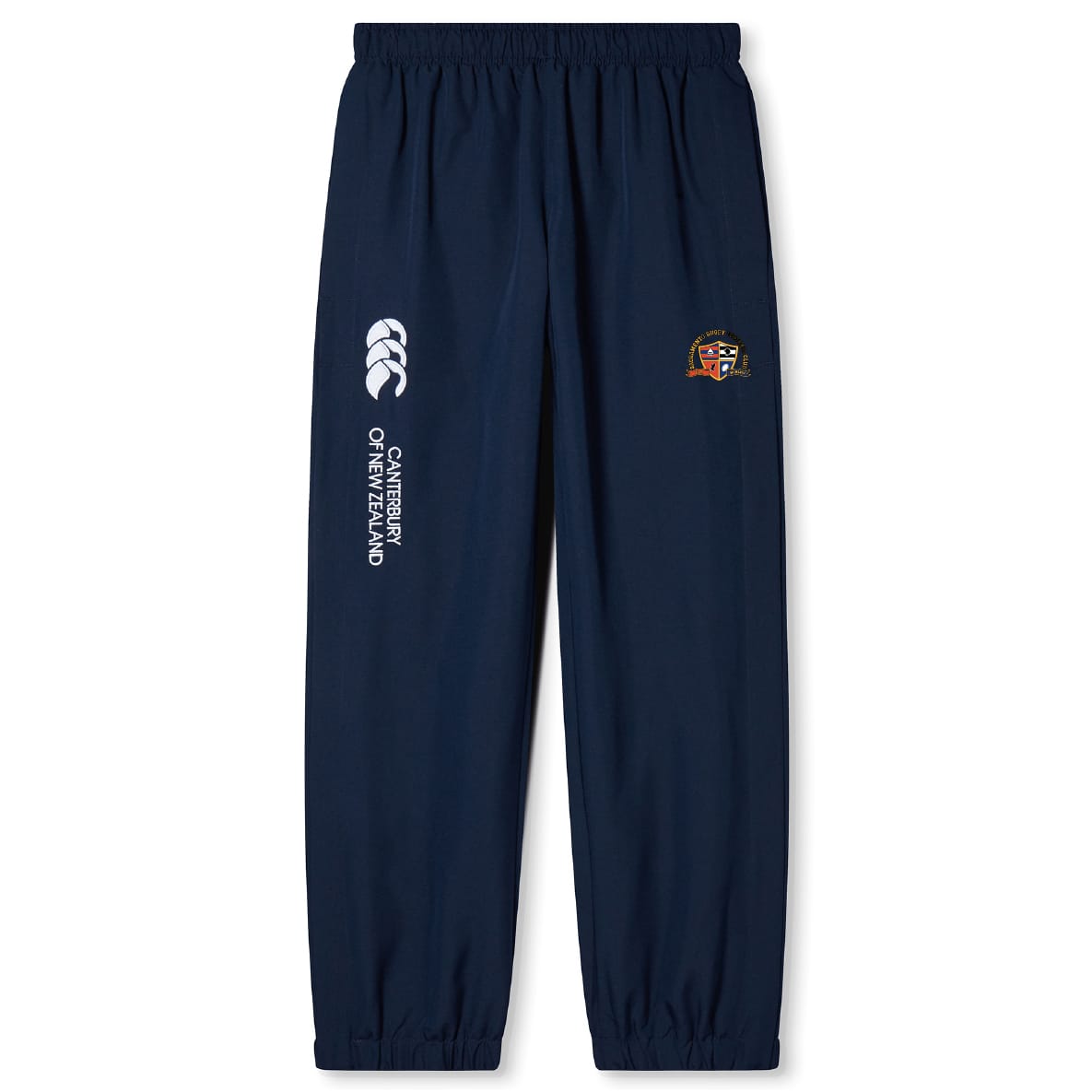 The Sacramento Rugby Football Club Cuffed Hem Stadium Pant by EMB Canterbury features an elastic waistband, cuffs, club crest, and Canterbury logo—ideal men’s pants for rugby fans.