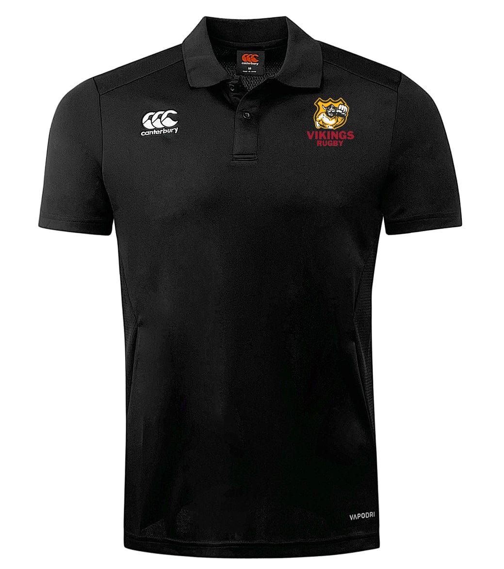 A black Seattle Vikings Rugby Club Polo by Canterbury with an embroidered EMB Canterbury logo.