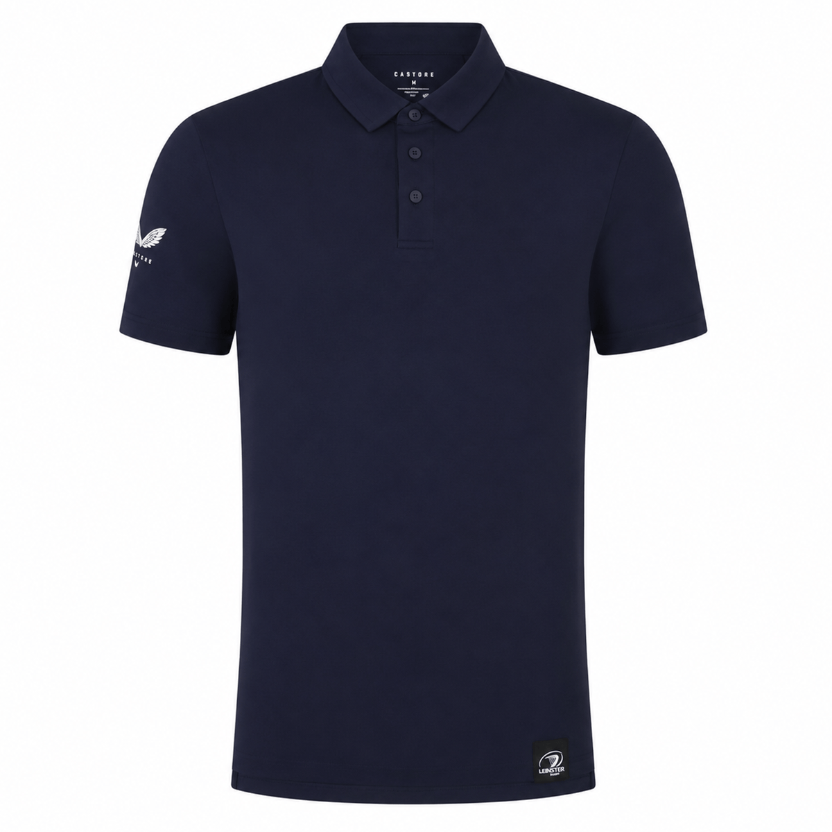 The Leinster 24/25 Club Essential Polo by Castore is a navy blue, short-sleeve polo featuring a collar, three buttons, and subtle sleeve and hem logos. Lightweight and breathable, it’s perfect for stylish everyday comfort.