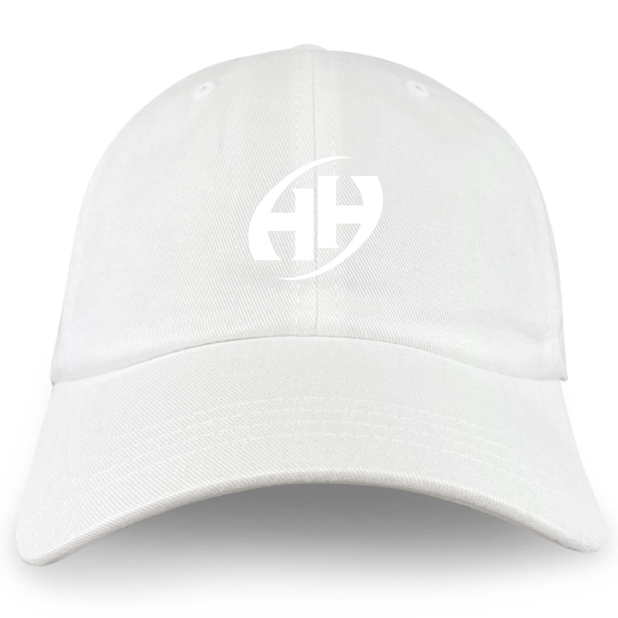 The Clarksville Headhunters Adult Low-Profile Cotton Twill Dad Cap by EMB S&S Activewear features a white embroidered "H" team logo on the front.