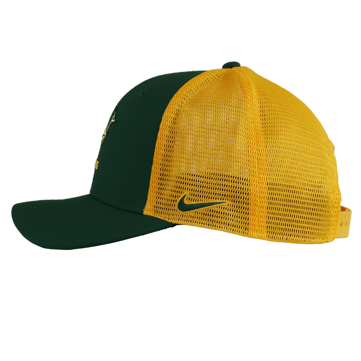 The Nike Springboks 26/27 Trucker Cap features a green front panel, yellow mesh back, and a yellow Nike logo on the side.
