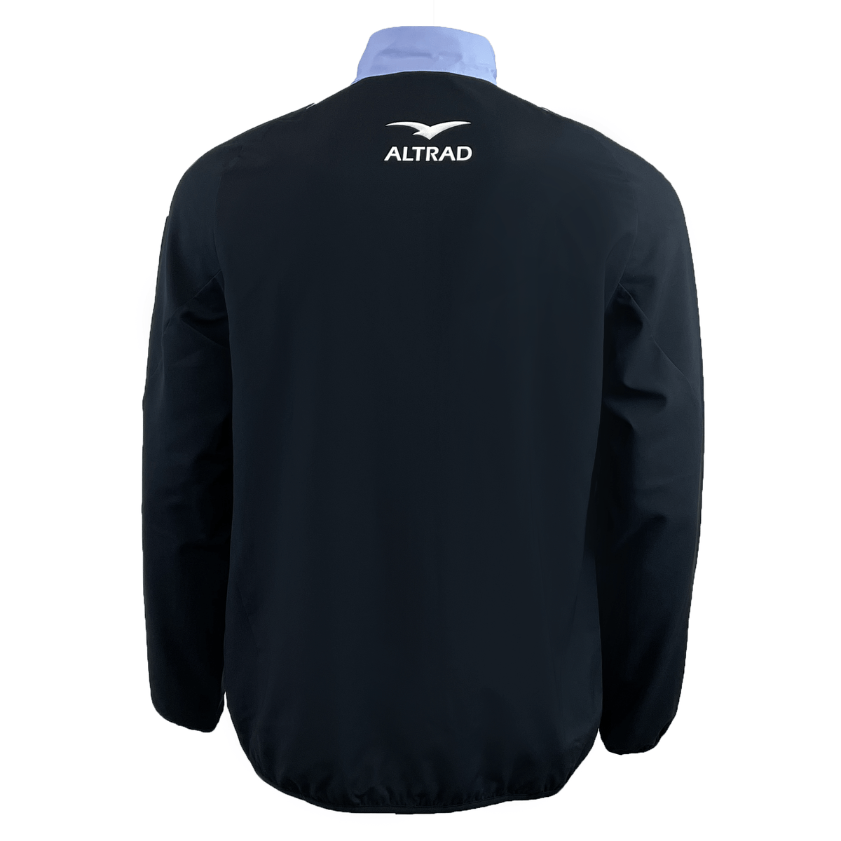 The adidas All Blacks 24/25 Presentation Jacket highlights "ALTRAD" and a logo on the back. With long sleeves and a high collar, it captures rugby's essence with subtle legacy references.