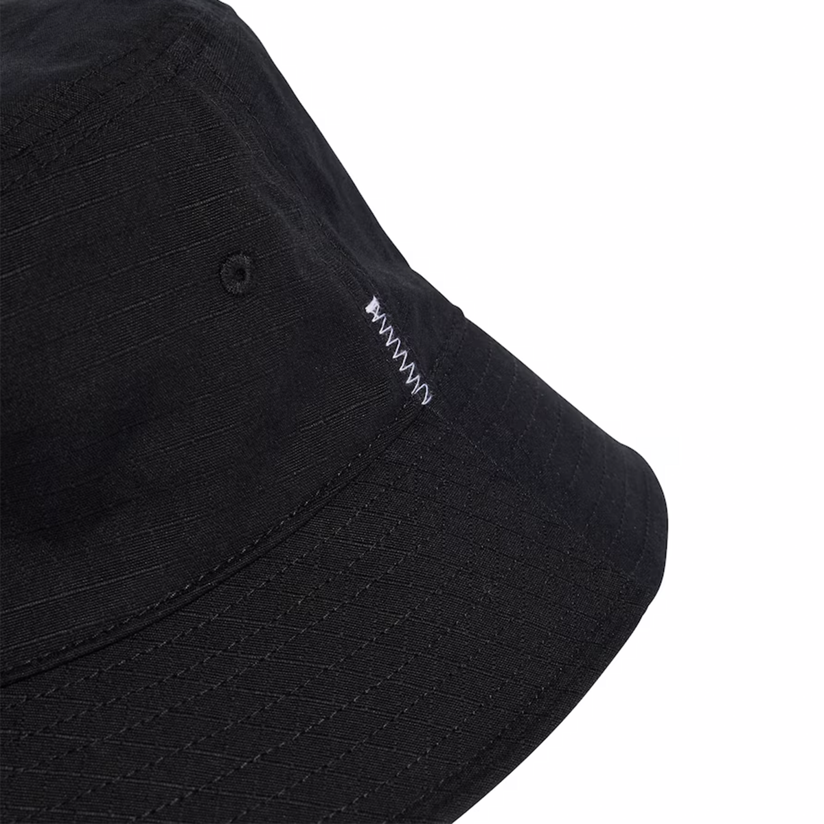 Close-up of the All Blacks 25/26 Bucket Hat by adidas, featuring detailed stitching and a side eyelet—the ideal addition to any rugby fan's hat collection.