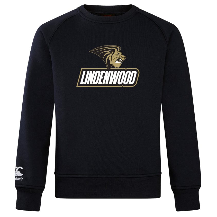 This ultra-soft black Lindenwood University Rugby Club Crew Sweatshirt by WRS Canterbury showcases "Lindenwood" and a lion logo on the front. An embroidered CCC logo adorns the left sleeve, adding a touch of elegance to this stylish wardrobe staple.