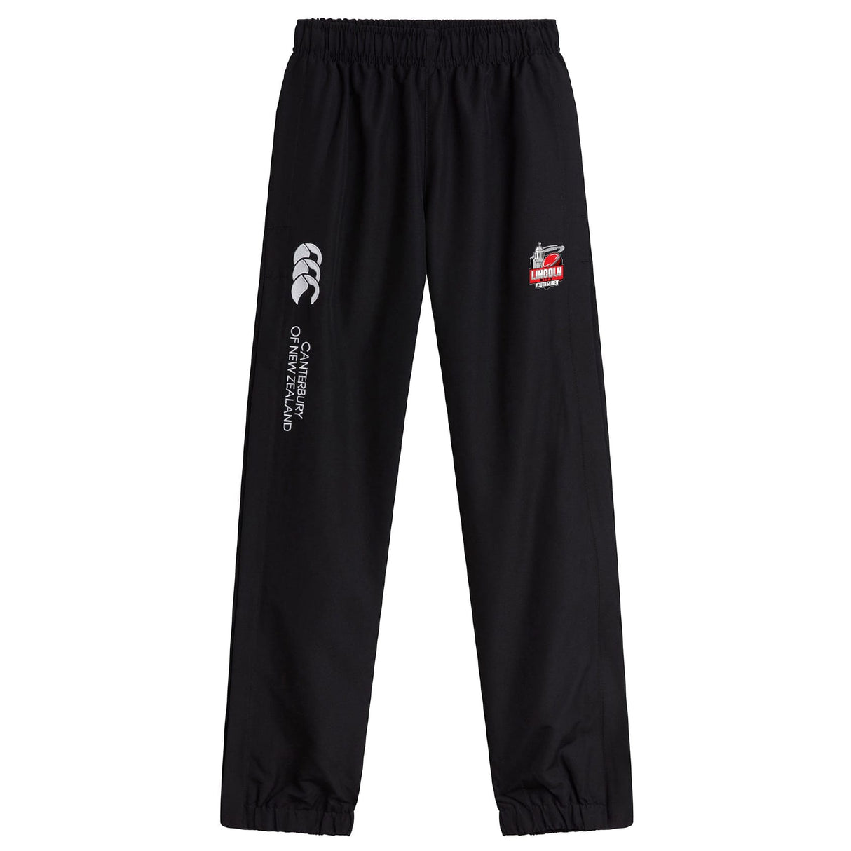 The Lincoln City Youth Rugby Cuffed Hem Stadium Pant by Canterbury features an elastic waistband, cuffed hem, and EMB Canterbury branding. Stylish and comfortable stadium pants for young athletes.