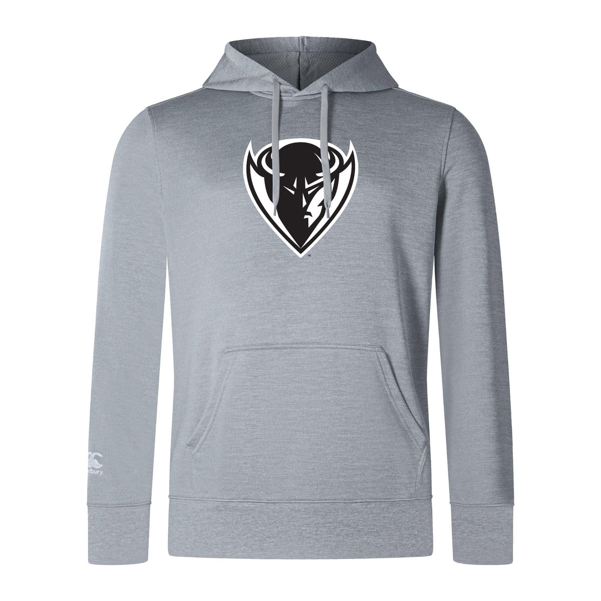 WRS Canterbury DePaul University Club Lightweight Hoodie with a white graphic logo of a stylized bull's head on the front, displayed on a plain background.