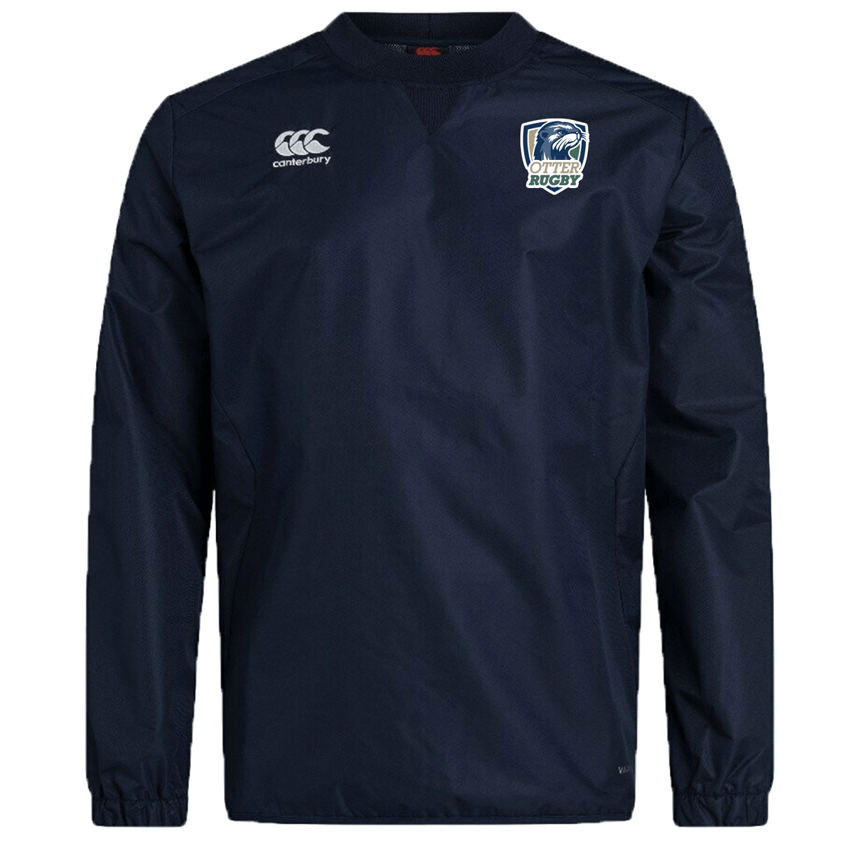 Navy blue CSU Monterey Bay Otter Rugby Club Vaposhield contact top by EMB Canterbury with the USA Rugby logo on the right chest.