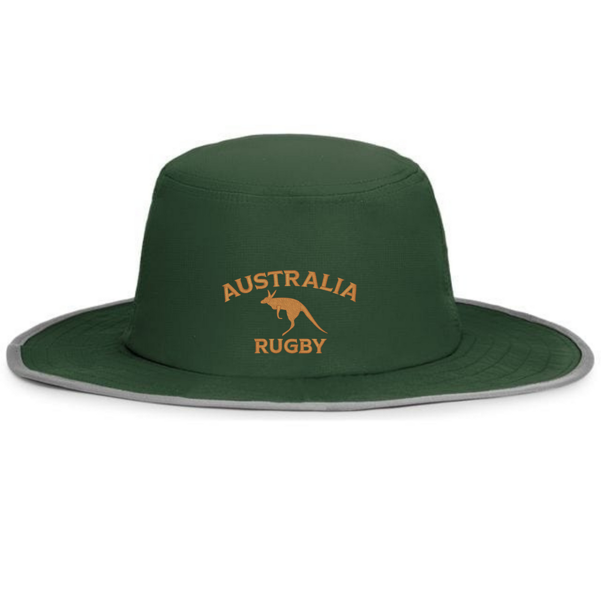 Show your support with the EMB Augusta Nations of Rugby Australia Rugby Legend Boonie Cap—this green, wide-brimmed cap features "Australia Rugby" and a gold kangaroo logo embroidered on the front.