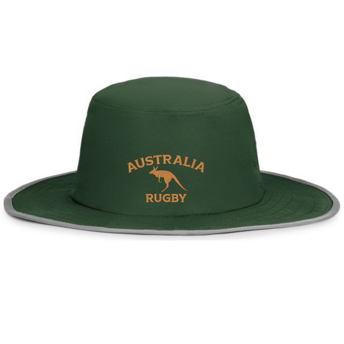 Show your support with the EMB Augusta Nations of Rugby Australia Rugby Legend Boonie Cap—this green, wide-brimmed cap features "Australia Rugby" and a gold kangaroo logo embroidered on the front.