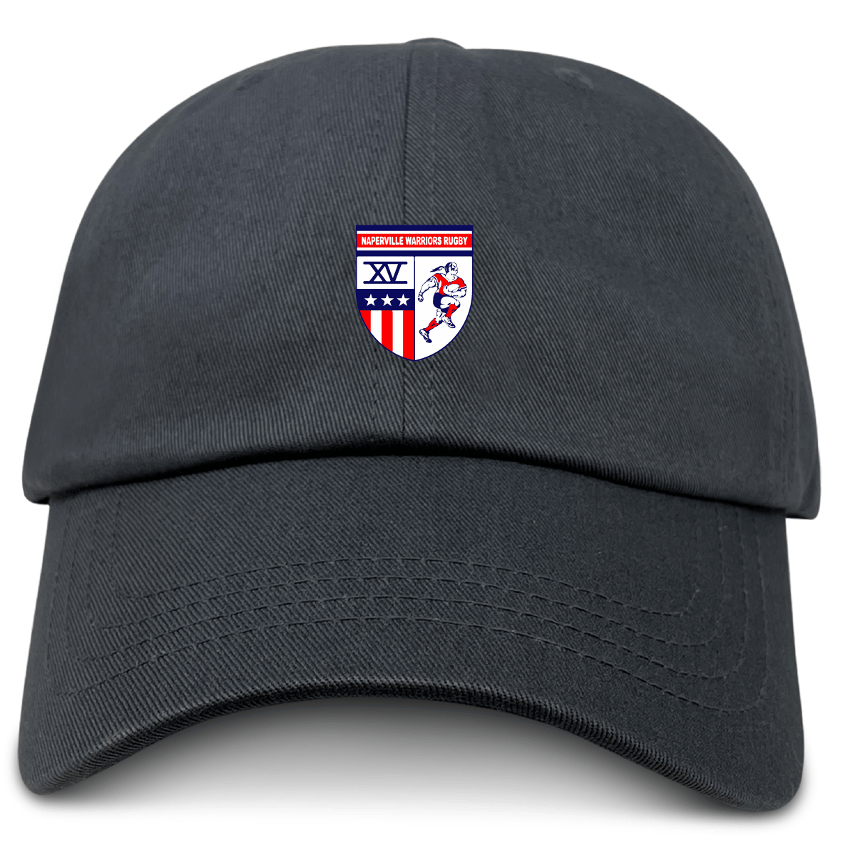 The EMB S&S Activewear Naperville Warriors Adult Low-Profile Cotton Twill Dad Cap features an embroidered team logo on the front—ideal for showing your Naperville Warriors pride.