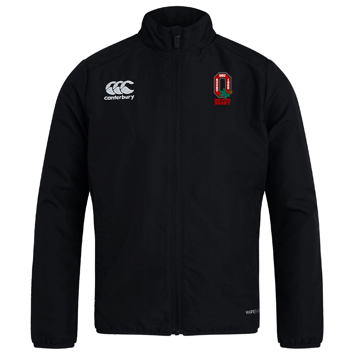 The Ohio State University Alumni Club Track Jacket by EMB Canterbury features a Canterbury logo on the right chest and club crest on the left, combining lightweight comfort and style for men’s tracksuit collections.